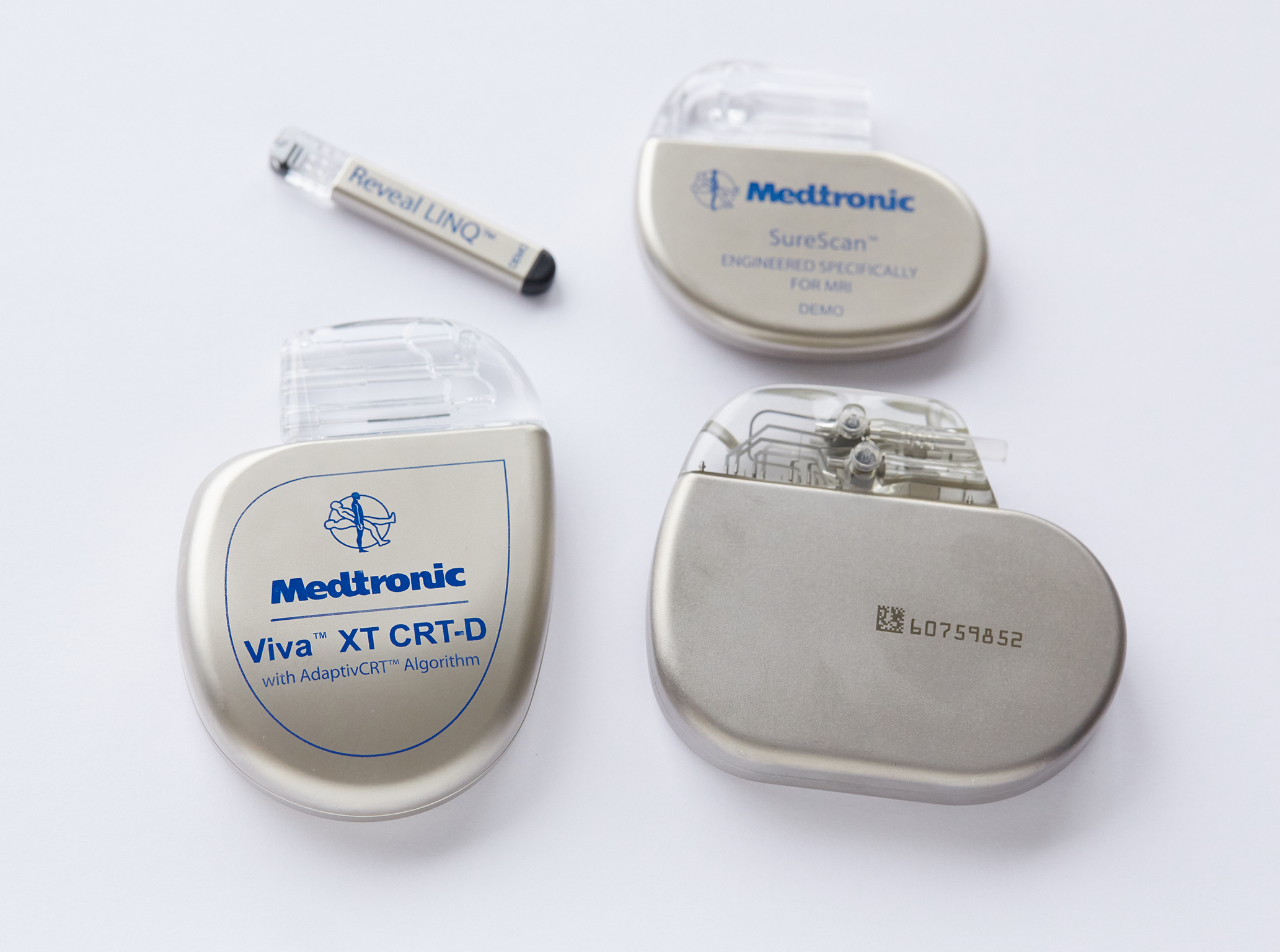 A selection of different pacemakers, ICDs, and an implantable loop recorder