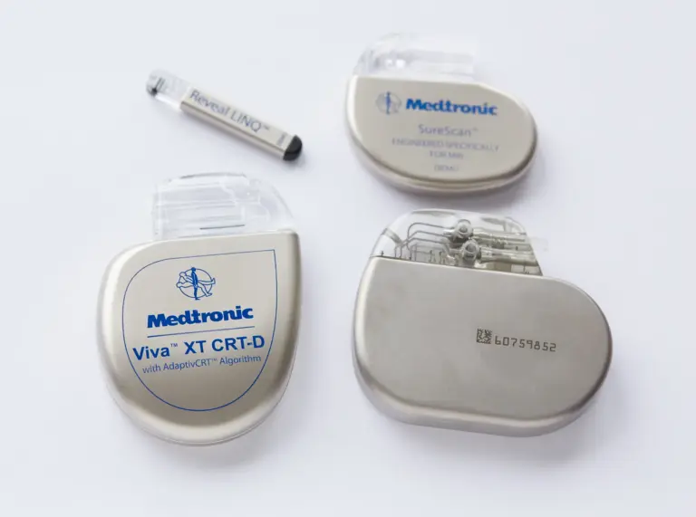 A selection of different pacemakers, ICDs, and an implantable loop recorder