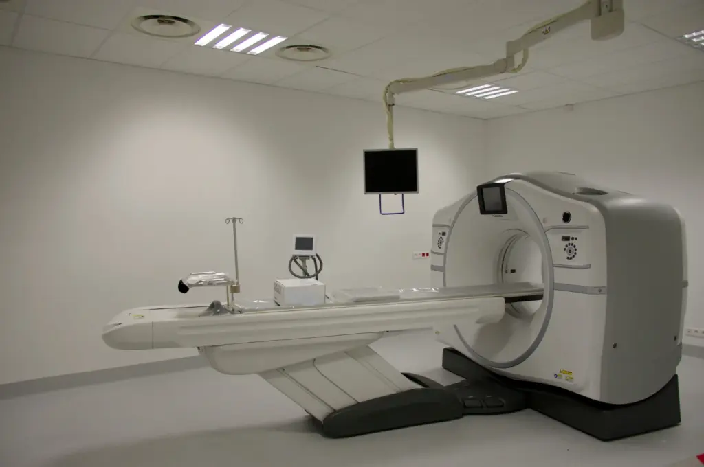 CT scanner in a hospital imaging room